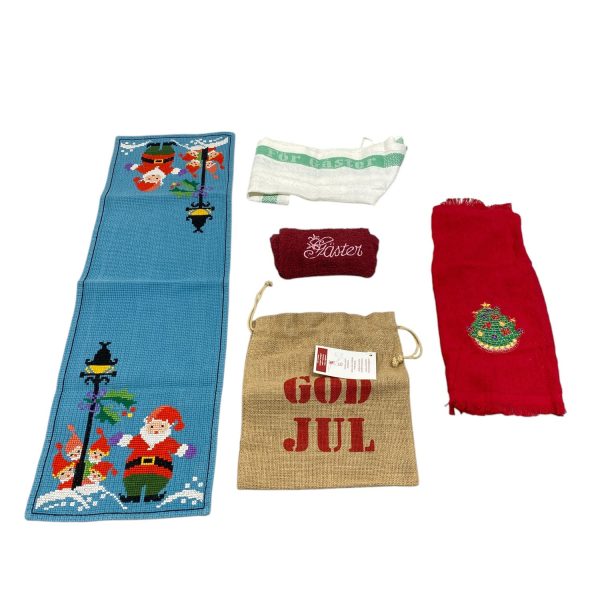 Julsaker Textil Duk Handduk God Jul Påse Säck Tomte Gästhandduk