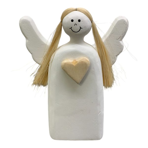 Ängel Träfigurin 20 cm Figurin Trä Hjärta Julpynt Julsaker Jul Christmas Angel