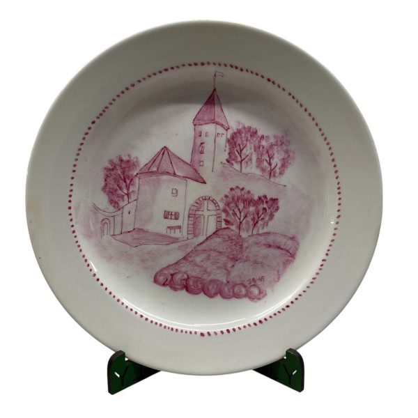 Rörstrand Tallrik 20,5cm Handmålad Kyrka Vintage Design