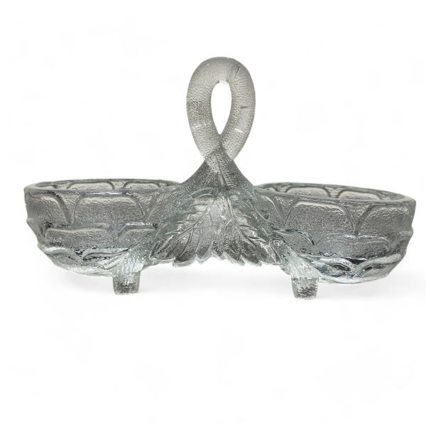 Liten Glasskål Glas Skål med Handtag Vintage Design