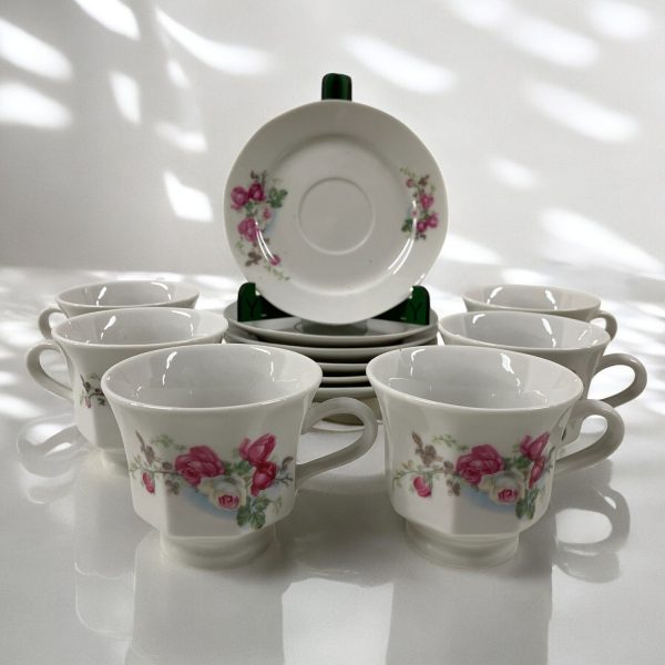 Kaffeservis 6-delar Porslin Kaffekopp med Fat Stämplad