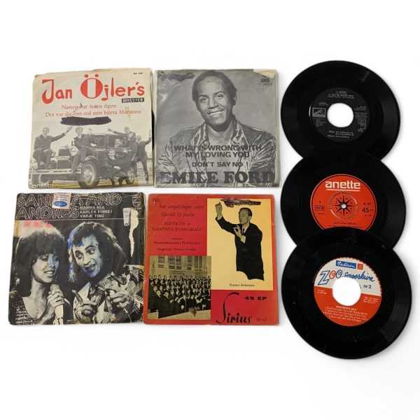 Vinylskivor 7st Jan Öljers Orkester Emile Ford Sirius Zoo Sagoskiva Anette