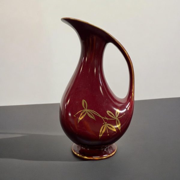 Tysk Keramik Kanna Röd Vintage Vas Germany 18cm