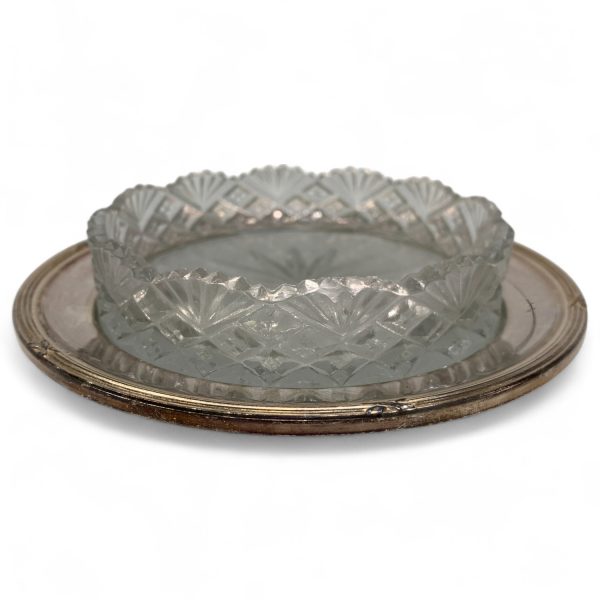 Glasskål på Fat Nysilver 71g Stämplad Vintage