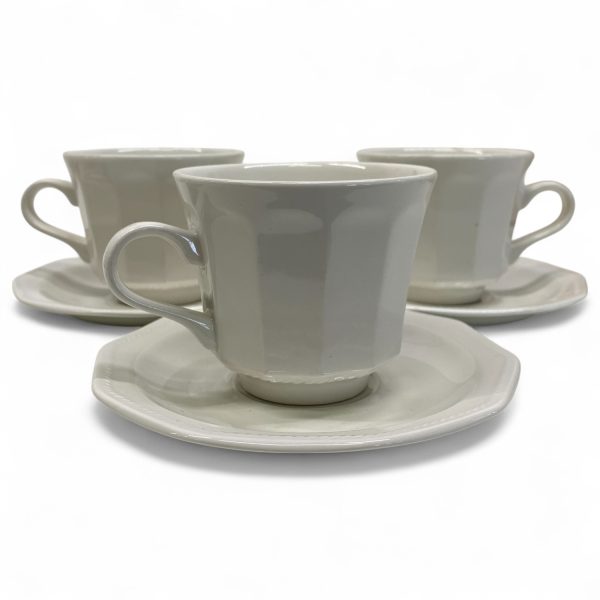 Churchill England Kaffekoppar med Fat 3st Porslin Vit Stämplad