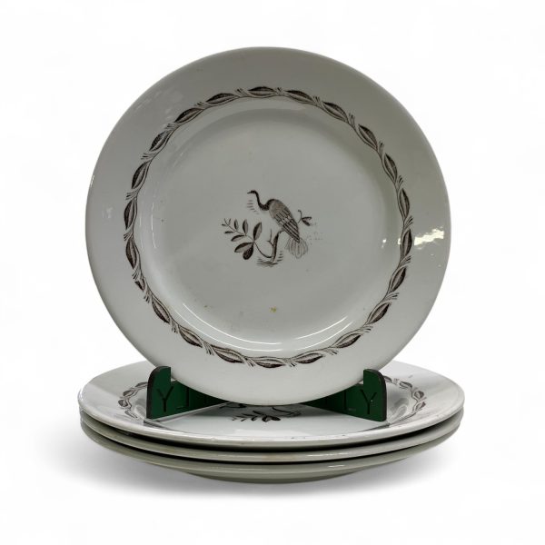 Gefle Ingrid Assietter 4st Vit/Brun Porslin Sweden Stämplad