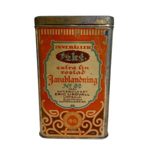Nr62 Från AB Eric Lindvall Uppsala Elektriska Kafferosterier Kaffeburk Burk 16cm