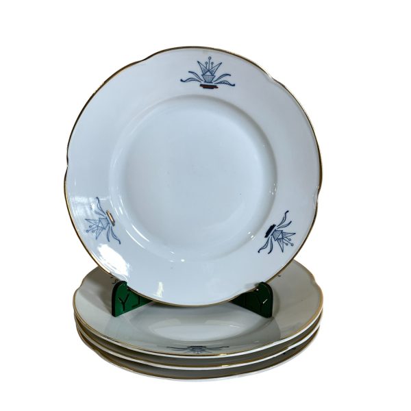 Hackefors Assietter 4st Vit 18cm Guldkant Retro