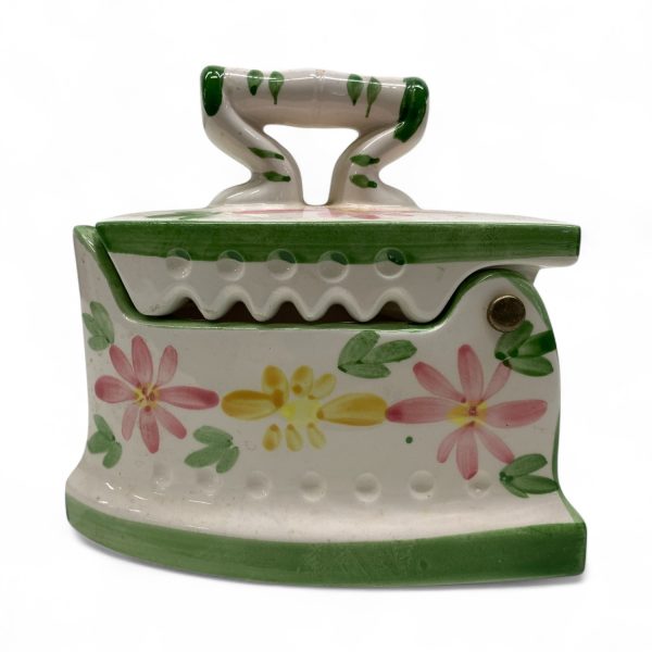 Robens Original Strykjärn Porslin Prydnad Handmålad Vit/Grön Etikettmärkt Japan