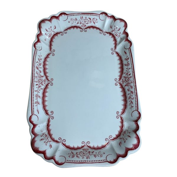 Gustavsberg Rococo Röd Fat Antikt 31,5cm Antik Uppläggningsfat