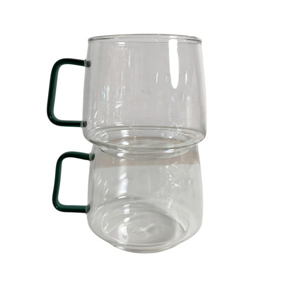 Glaskoppar Grön Handtag Glas 2st Koppar