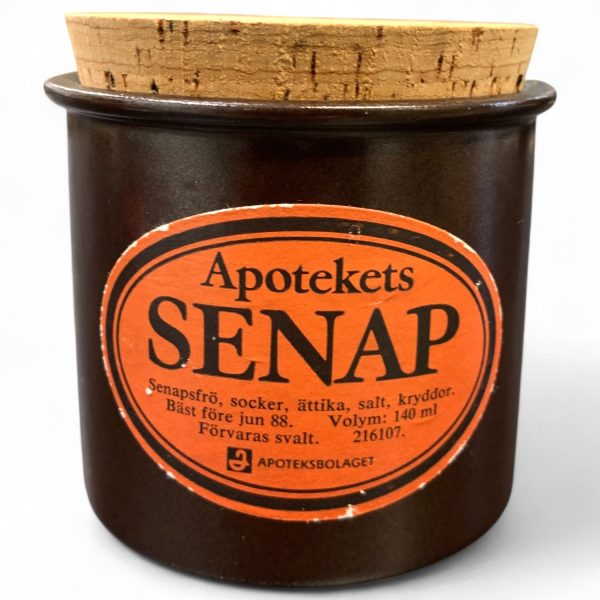 Höganäs Keramik Apotekets Senap Burk med Lock Stämplad