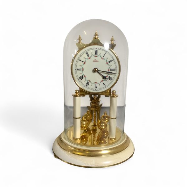 BORDSUR Stämplad KS glas/metal 1900-tal Vintage Clock Ur Bordsur med Kupa pendel