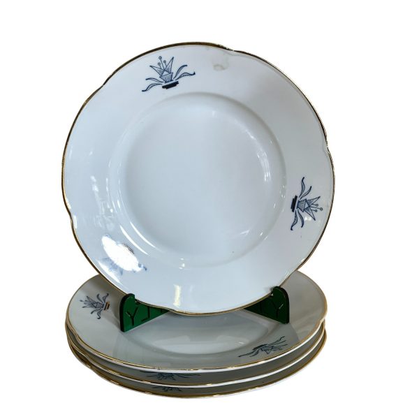 Hackefors Assietter 4st Vit 18cm Guldkant Retro