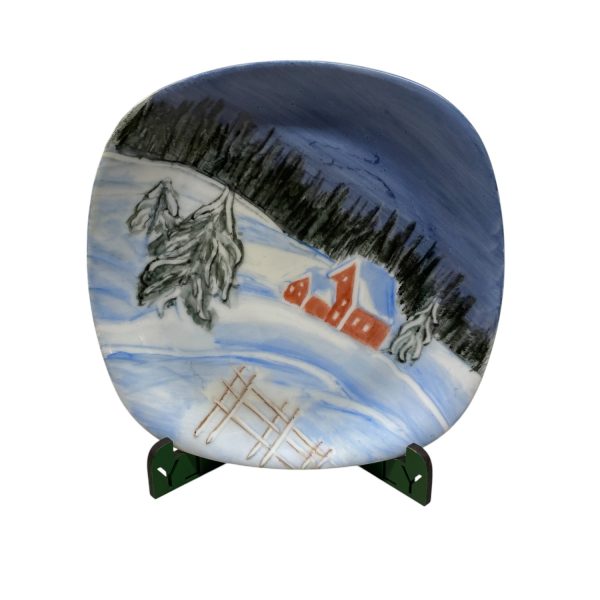 Hutschenreuther Handmålad Assiett 16cm Vintermotiv Vintage