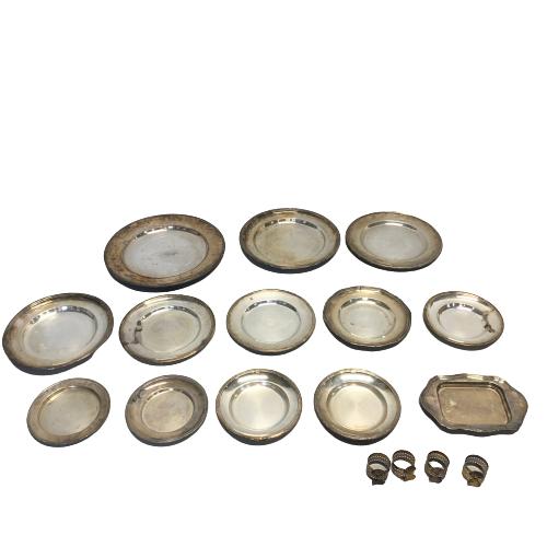Fat Servettringar Nysilver 18-delar NS Vintage Retro Design Tallrik