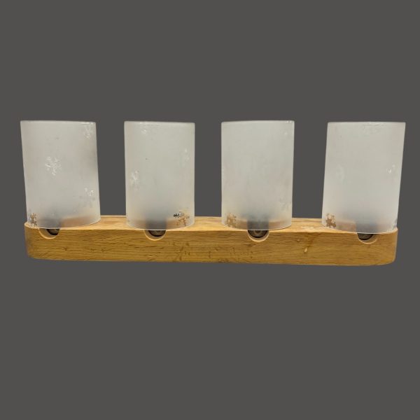 Ljusstake Ljuslykta Trä Glas Design Vintage