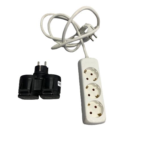 Grenuttag 3 + 2 st Grenkabel Förlängningskabel Gren Uttag Kabel 220v
