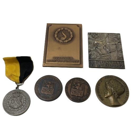 Svenska Simförbudet Rikstävling Skytte Medaljer Lots Äldre Retro