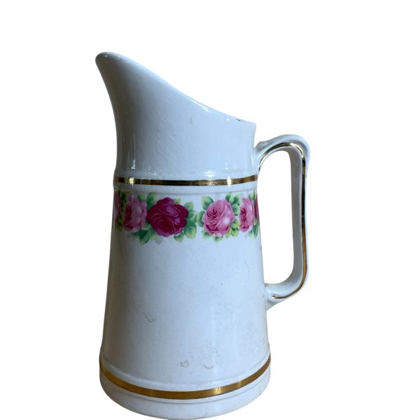 Upsala Ekeby Kanna Vit Rosor 18cm Blommor Rosa Vit Vintage