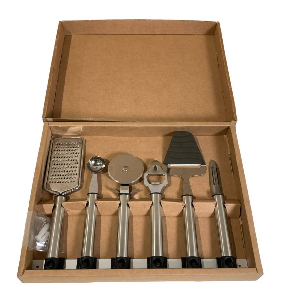 Köksredskap Rostfrit burköppnare, pizzaskärare, vitlökspress, glasskopa