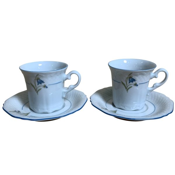 Eschenbach Bavaria Tyskland 2st Koppar & Fat Vit Blå Blåklocka