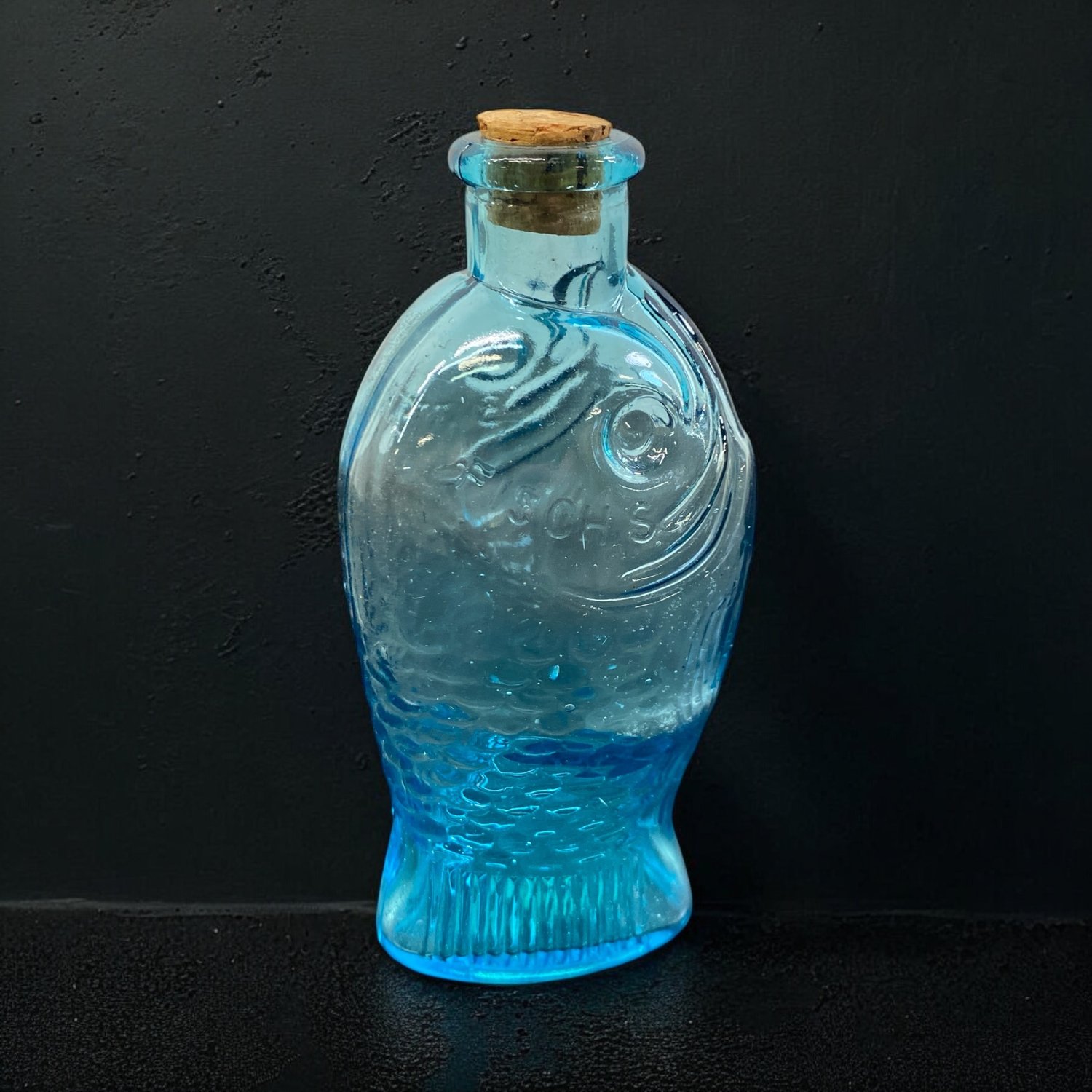 Glasflaska Flaska Glas Blå Design Fisk