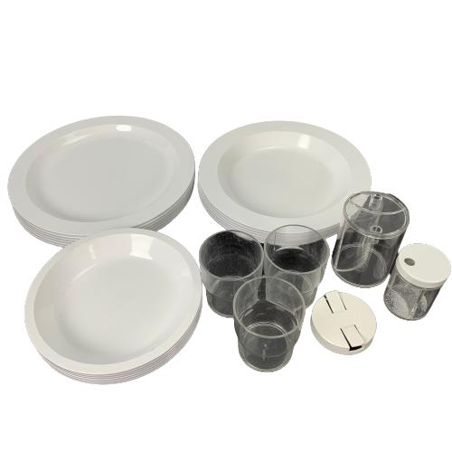 Picknickset Tallrikar Glas Burk Plast 25-delar Matset Vintage Design Retro