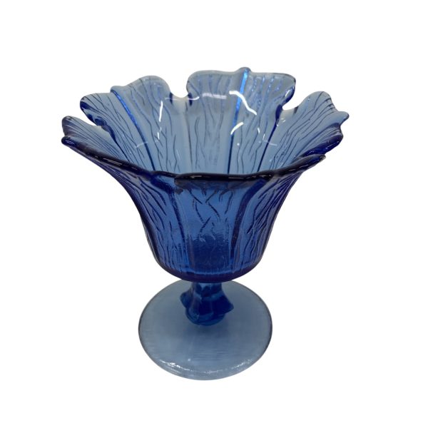 Liten Glasvas Glas Vas på fot Vintage Retro Design