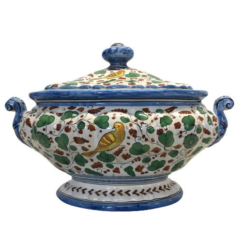 Deruta Soppterrin Terrin Stor Skål med Lock Retro Vintage Design Italy Signerad