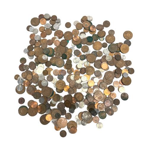 Svenska Mynt 1 2 5 10 25 öre ca 1kg Vintage Design Retro