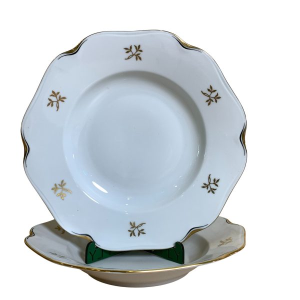 ALP Lidköping 2st Djupa Tallrikar Vit Guldig 25cm