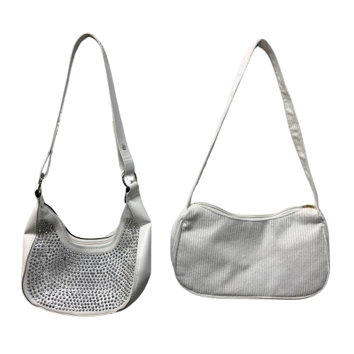 Väska 2st Vit Underarmsväska Pärlor/Glittrig Manchester Axelremsväska Handväska