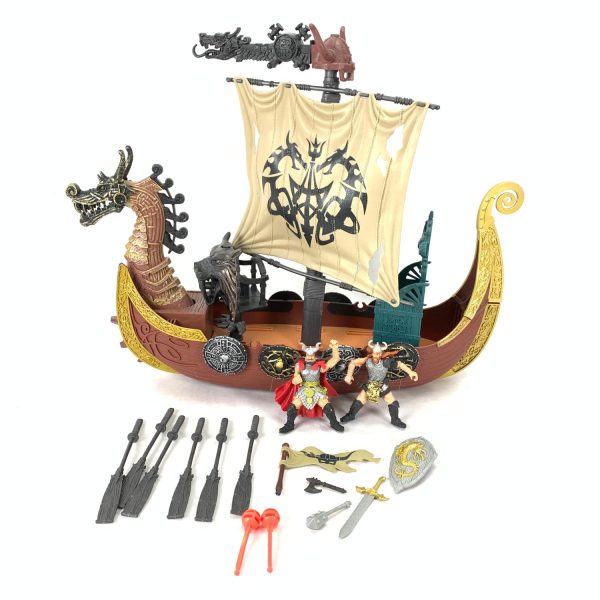 Vikingaskepp Piratskepp 16 delar Plast Åra Drake Svärd Flagga Vikingar Pirat