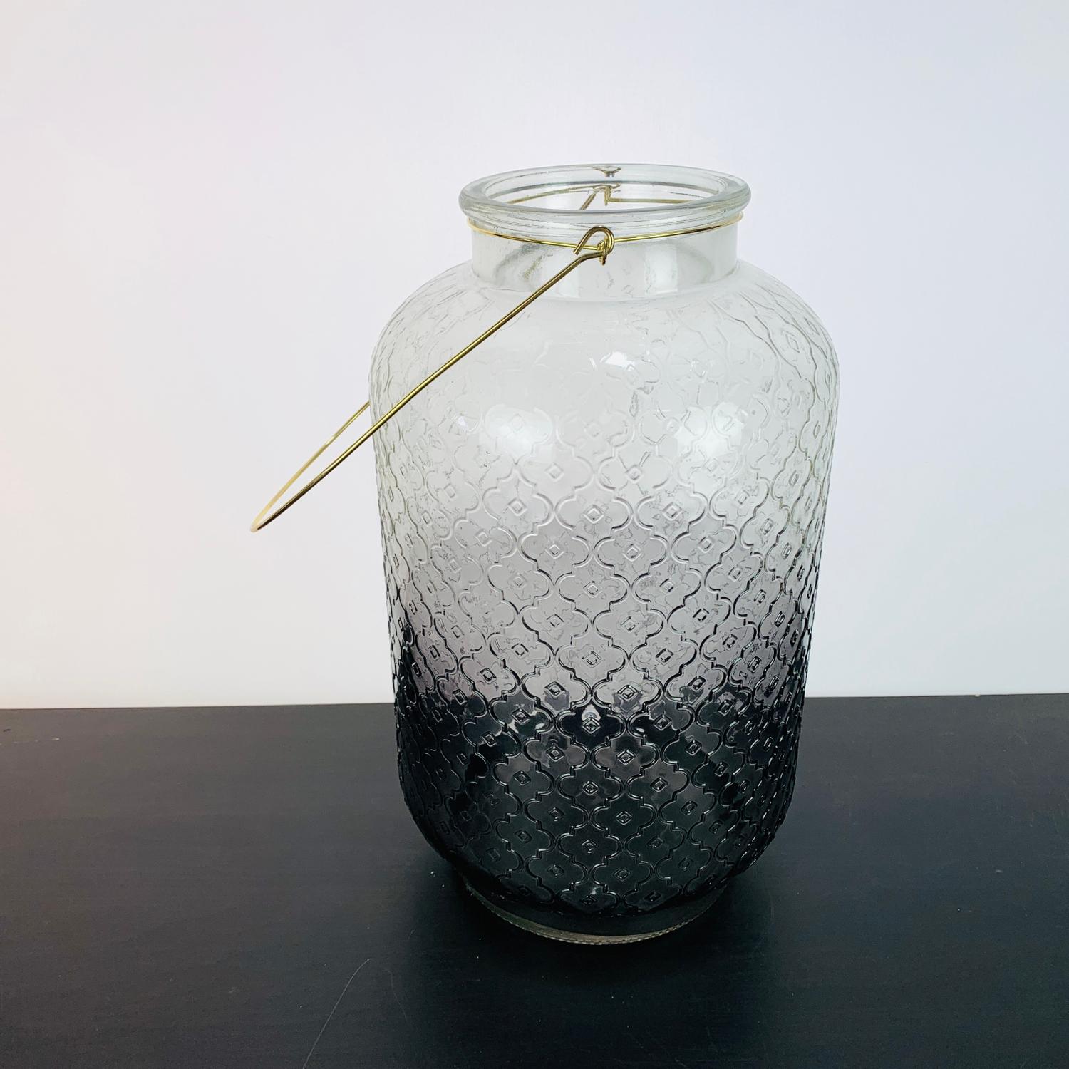 Stor ljuslykta, Glas, Blommig, Grå - Bild 4