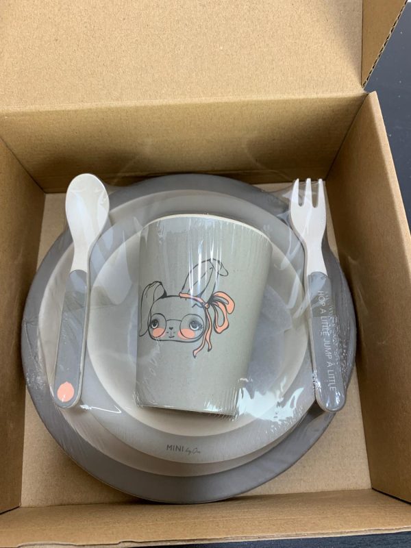 Kids Mini Set Celie Eco Friendly, Barnset, Tallrik, Skål, Mugg, Bestick, Bambu