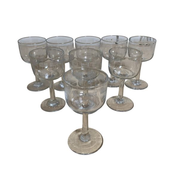Glas på fot 9st 10,5cm Glas Vintage
