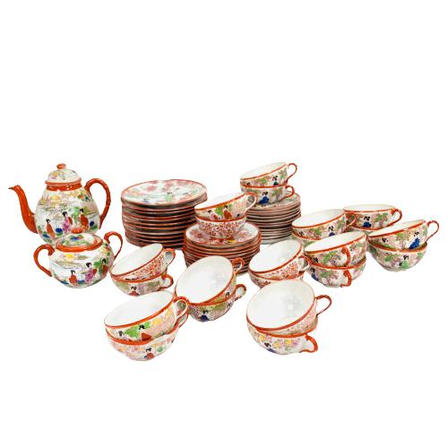 Servis 57-delar Kinesisk Import Vintage Retro Design Antique Coffee Tea Service