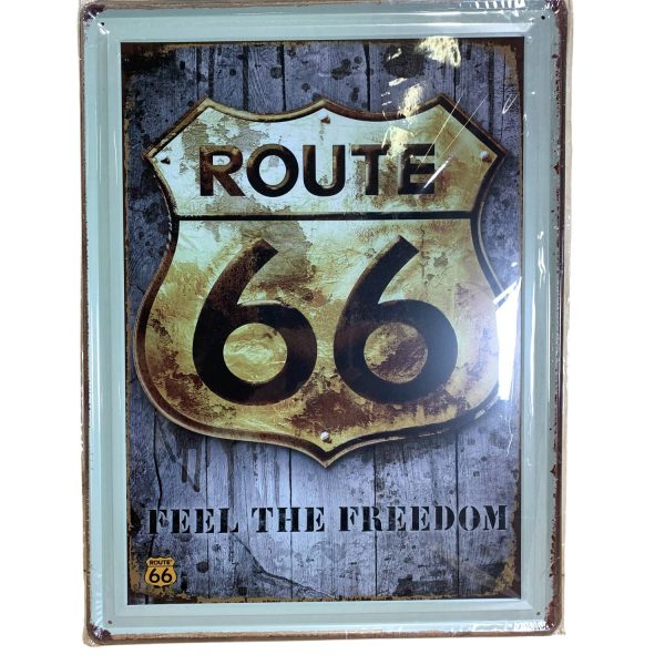 Plåtskylt Skylt 40cm Route 66 Feel Freedom Tavla Plåt
