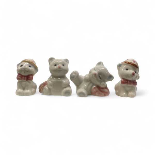 Miniatyr Porslinsfiguriner 4st Katter Figuriner Porslinskatter