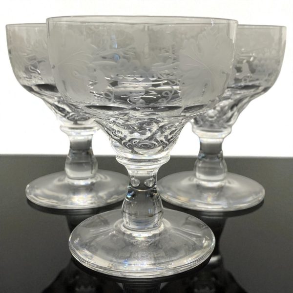 Val St Lambert Vignes Cocktailglas 3st Glas Design Vintage 1950-60-tal