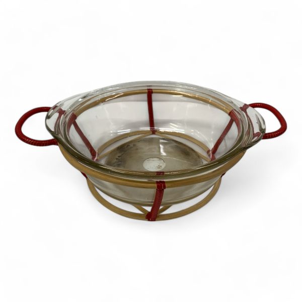 Durax Schott & Gen Mainz Jena Glas Ugnsform Form med Bambu Ställning Vintage