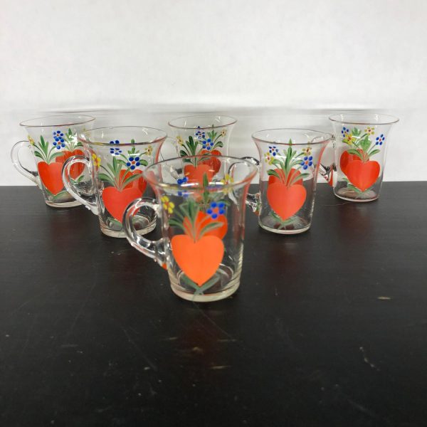 Glas 6st Retro Små Design Handmålad