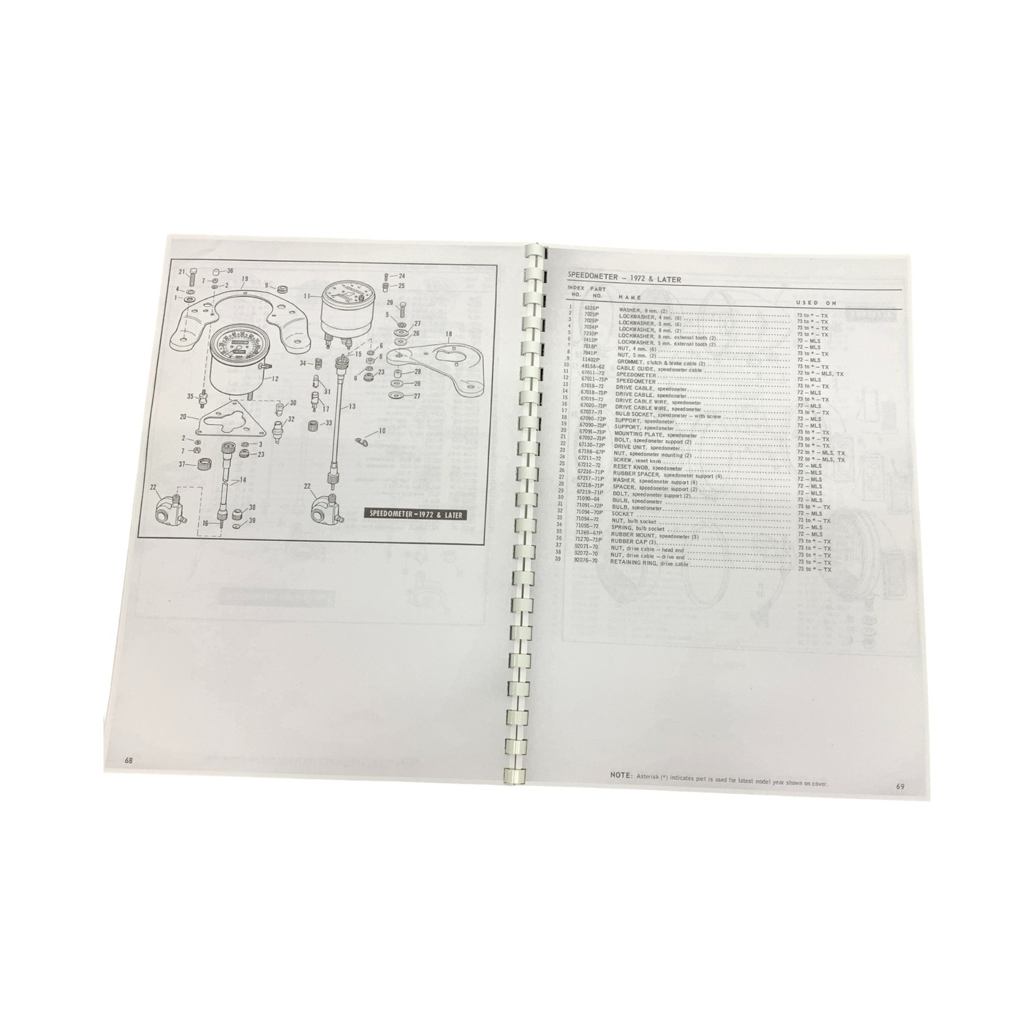 Harley Davidson Parts Catalog Rapido, TX-125 1968 to 1973 HD