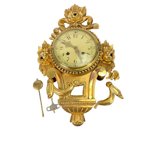 Väggklocka Gustaviansk stil Väggur Klocka Ur Vintage Retro Antique Antik Guld