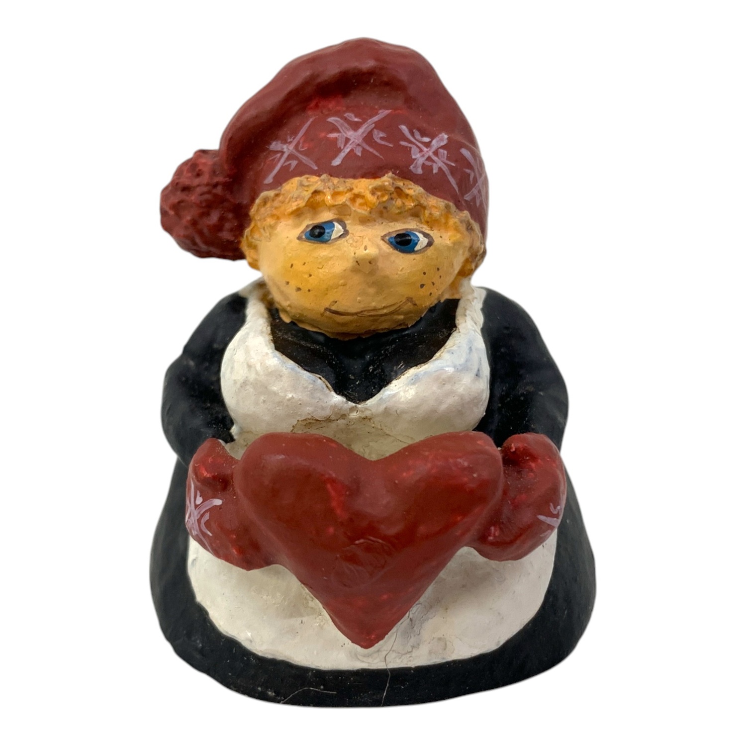 Candy Designs Liten Tomte Tomtemor håller Hjärta 5cm Julpynt Julsaker Mrs Claus