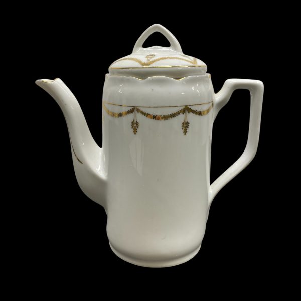 Porslinskanna Kaffekanna Vit Vintage Porslin