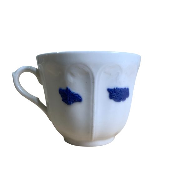 Blå Blom Kopp Vit 9cm Retro Vintage