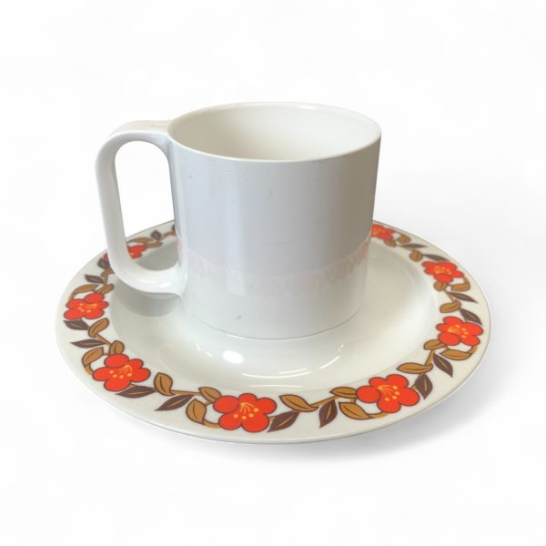 Gustavsberg Ornamin Kaffekopp med Fat Stig Lindberg Plast Vintage Retro