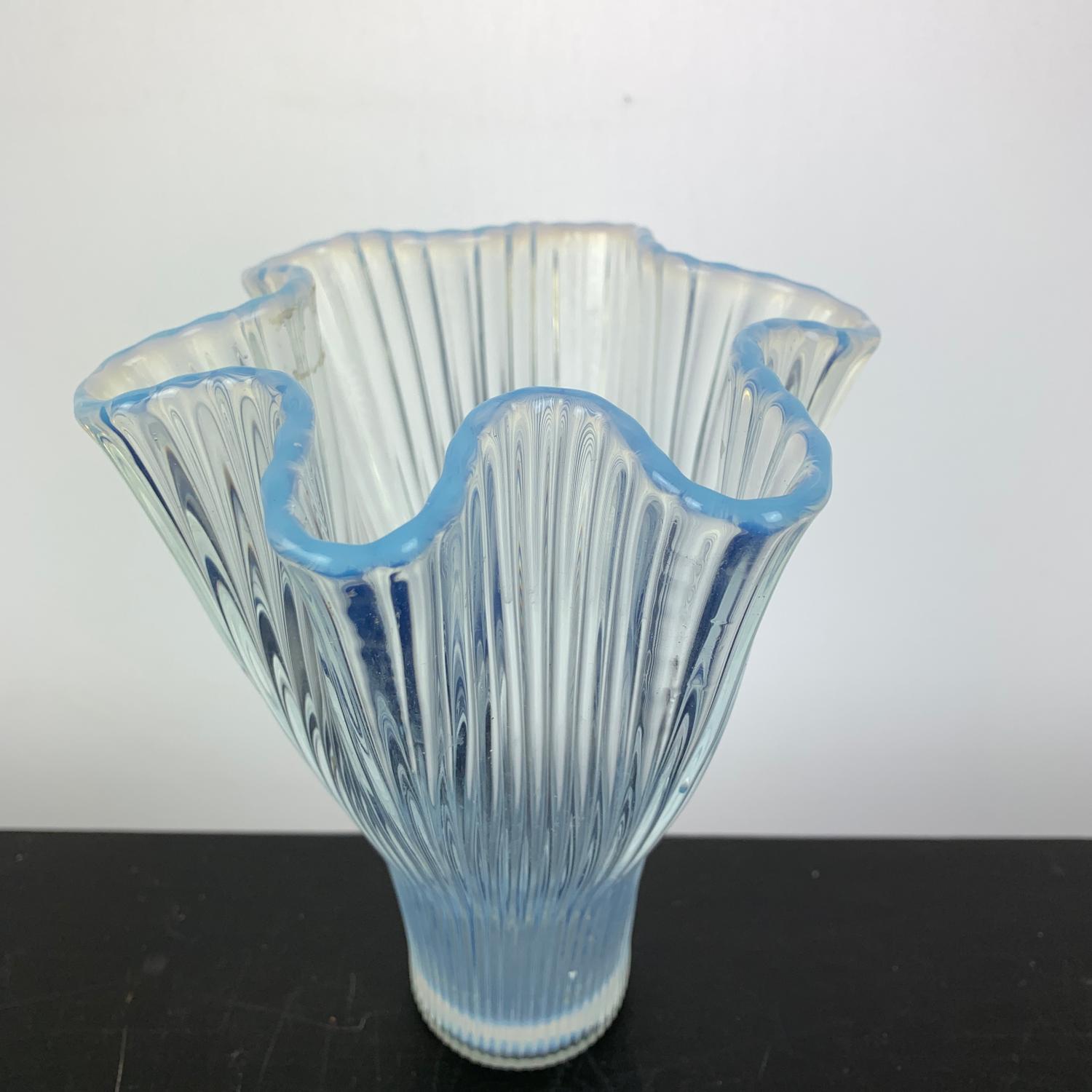 Glasvas Vas Glas Blå Vintage Design Retro Antique Glass Vase Designglass - Bild 3